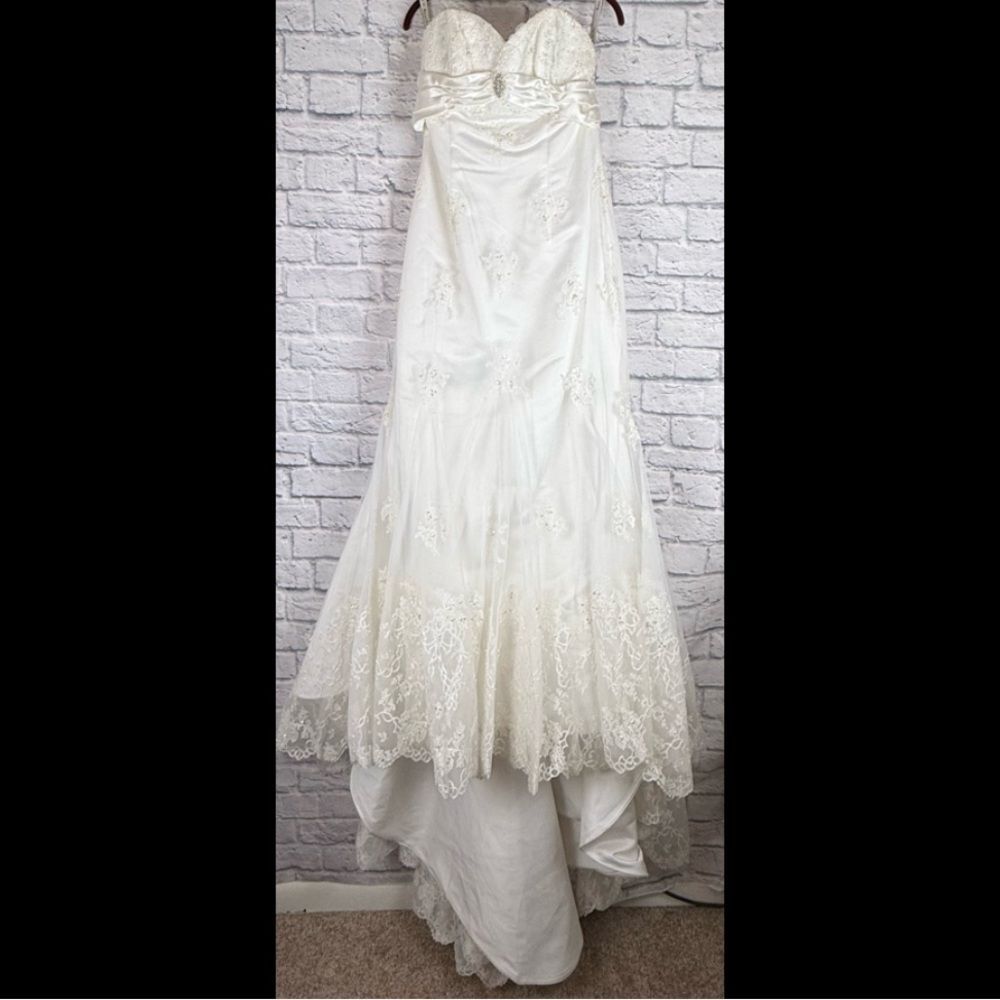 Mia Solano Ivory Satin Wedding Dress with Train Size 16